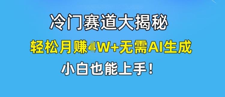 冷门赛道大揭秘，轻松月赚1W+无需AI生成，小白也能上手【揭秘】-游客之家