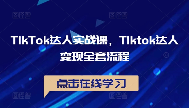 TikTok达人实战课，Tiktok达人变现全套流程-游客之家