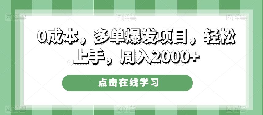0成本，多单爆发项目，轻松上手，周入2000+-游客之家
