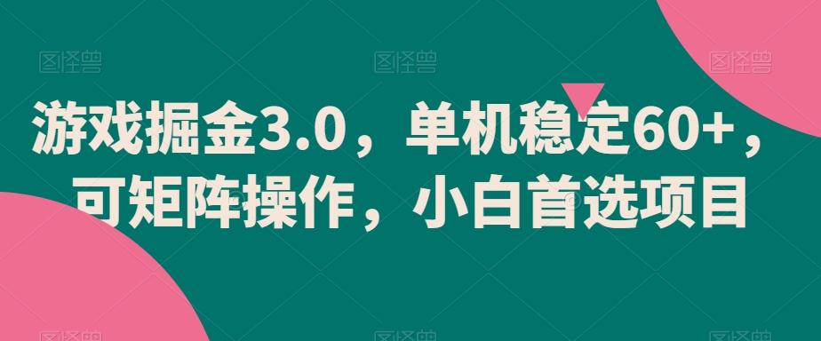 游戏掘金3.0，单机稳定60+，可矩阵操作，小白首选项目【揭秘】-游客之家