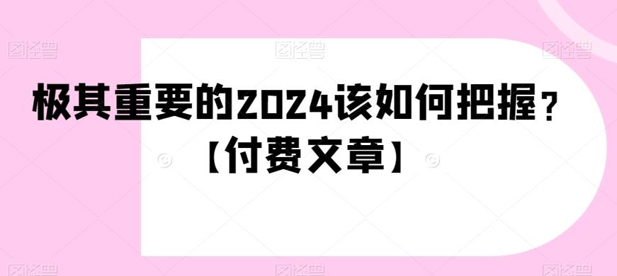 极其重要的2024该如何把握？【付费文章】-游客之家