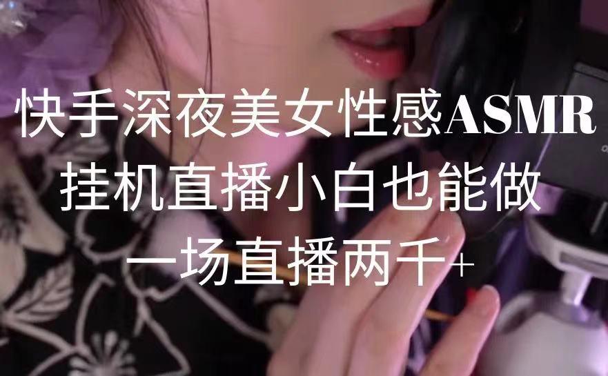 快手深夜美女性感ASMR挂机直播，小白也能做，一场直播两千+-游客之家
