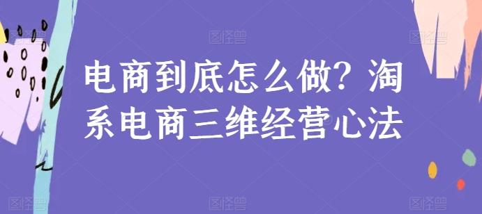 电商到底怎么做？淘系电商三维经营心法-游客之家