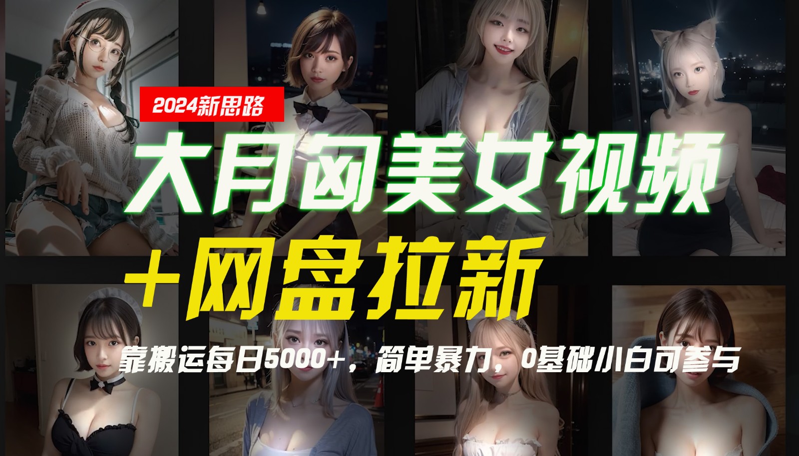 【新思路】大月匈美女视频+网盘拉新，靠搬运每日5000+，简单暴力，0基础小白可参与-游客之家